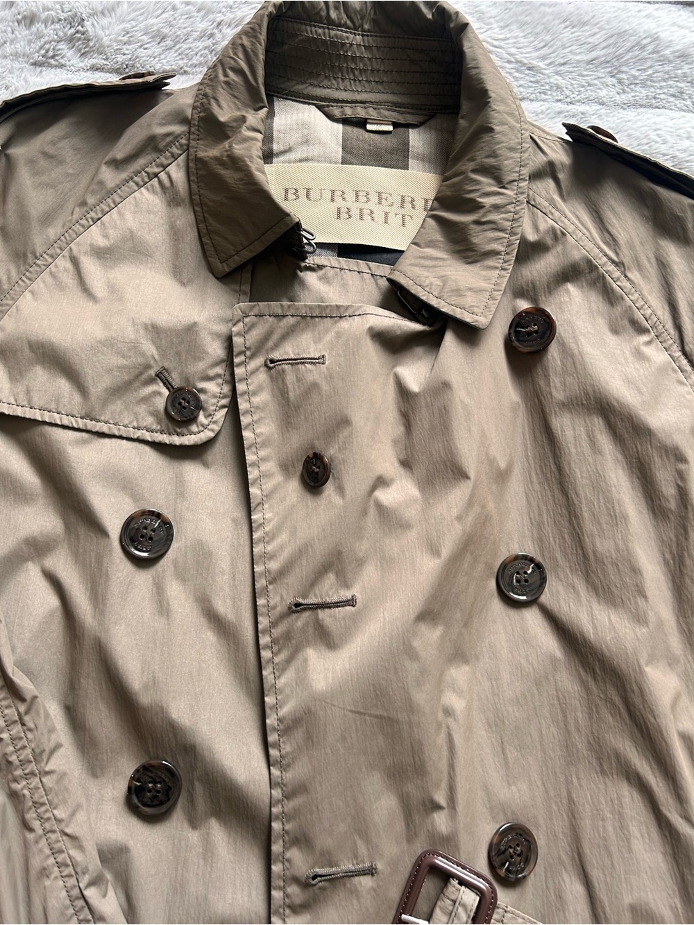 Burberry Brit Men's Taupe Double-Breasted Trench Coat